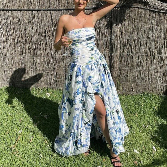 ✨Nuovo arrivo✨Abito lungo floreale con spalle scoperte e orlo a palloncino | Leggero e grazioso