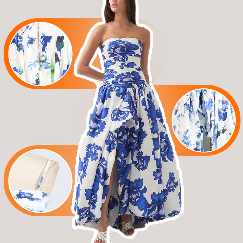 ✨Nuovo arrivo✨Abito lungo floreale con spalle scoperte e orlo a palloncino | Leggero e grazioso