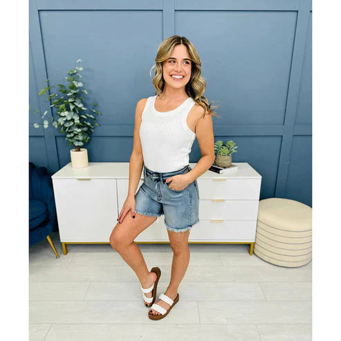 🔥Flash Sale 50% OFF💖High Rise Frayed Hem Cut Off Jean Shorts👖 | Butt-Lifting Frayed Hem