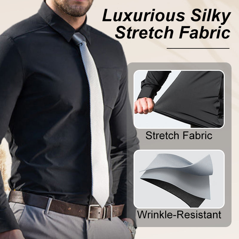 ✨Limited Time 50% Discount✨Men's Silky Wrinkle Resistant Solid Color Stretch Shirt👔