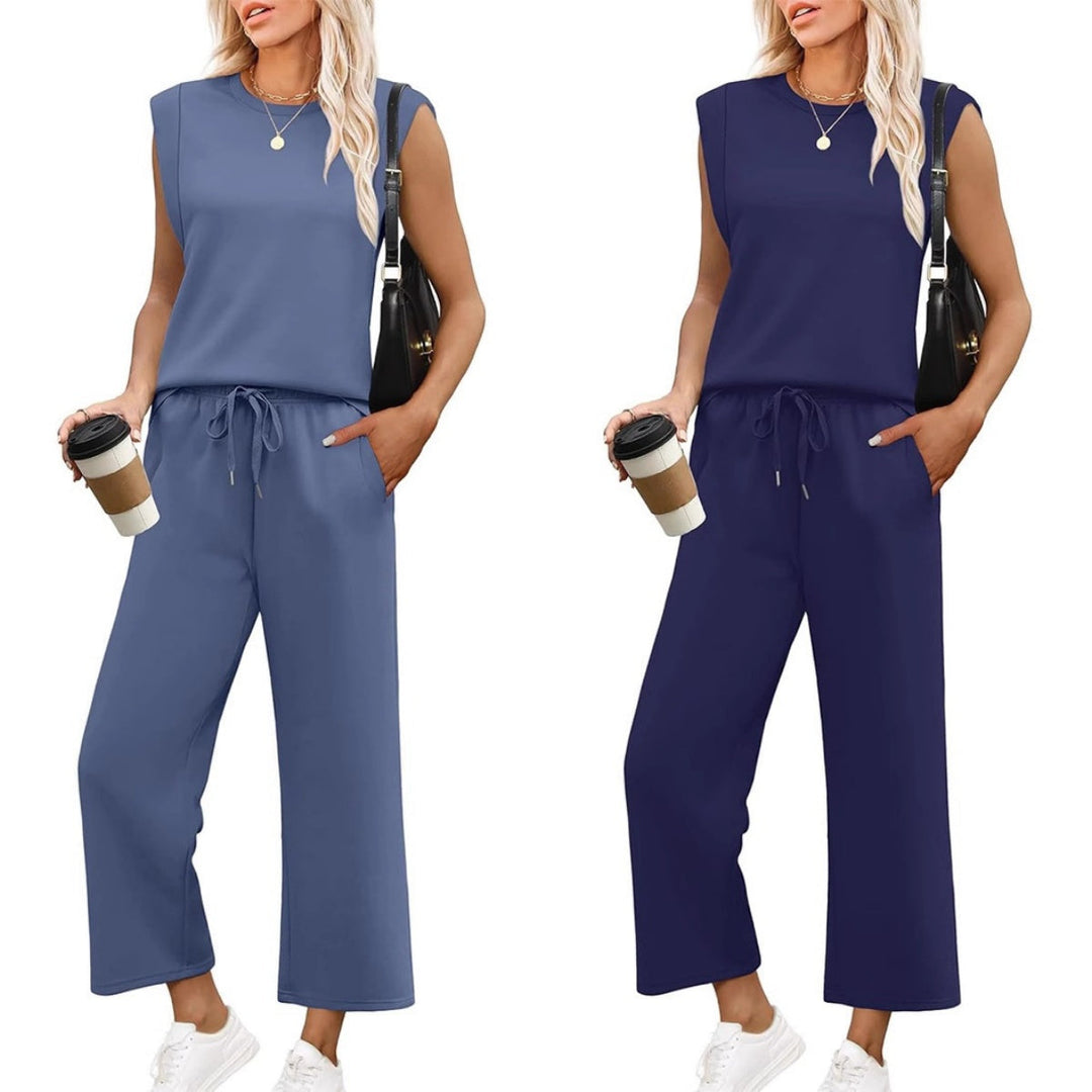 Women's  Sleeveless Top & Wide-Leg Pants 2-Piece Set