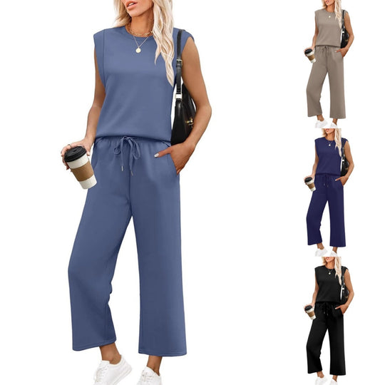 Women's  Sleeveless Top & Wide-Leg Pants 2-Piece Set