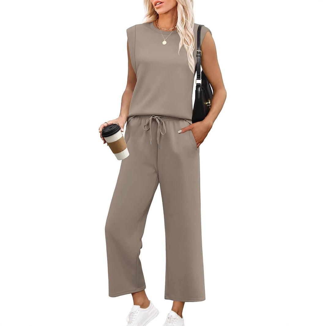 Women's  Sleeveless Top & Wide-Leg Pants 2-Piece Set