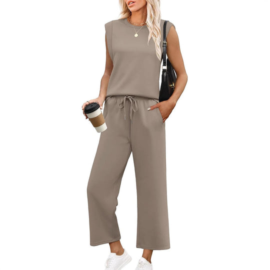 Women's  Sleeveless Top & Wide-Leg Pants 2-Piece Set
