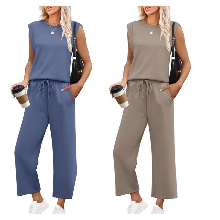 Women's  Sleeveless Top & Wide-Leg Pants 2-Piece Set