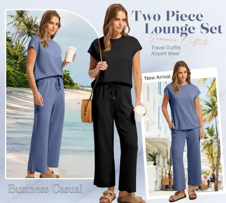 Women's  Sleeveless Top & Wide-Leg Pants 2-Piece Set