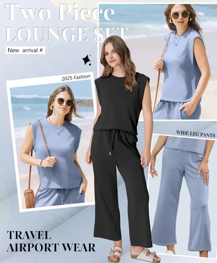 Women's  Sleeveless Top & Wide-Leg Pants 2-Piece Set