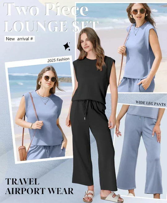 Women's  Sleeveless Top & Wide-Leg Pants 2-Piece Set