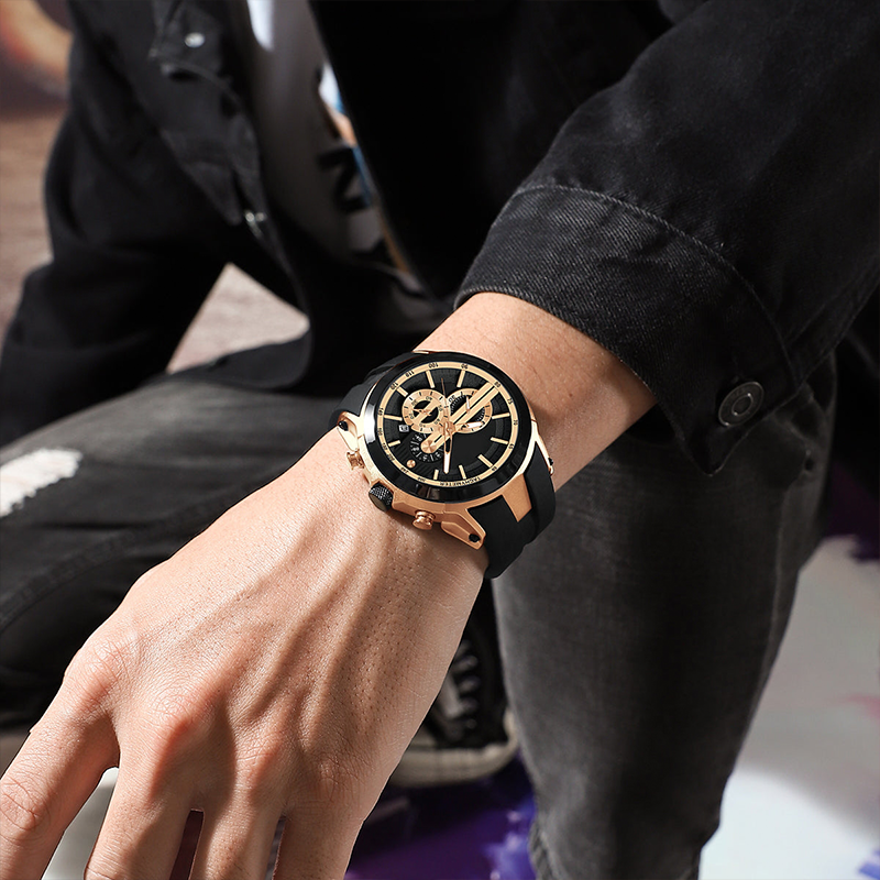 🎉Tidsbegränsad special💎Snygg sportklocka med självlysande display, silikonarmband och vattentät design