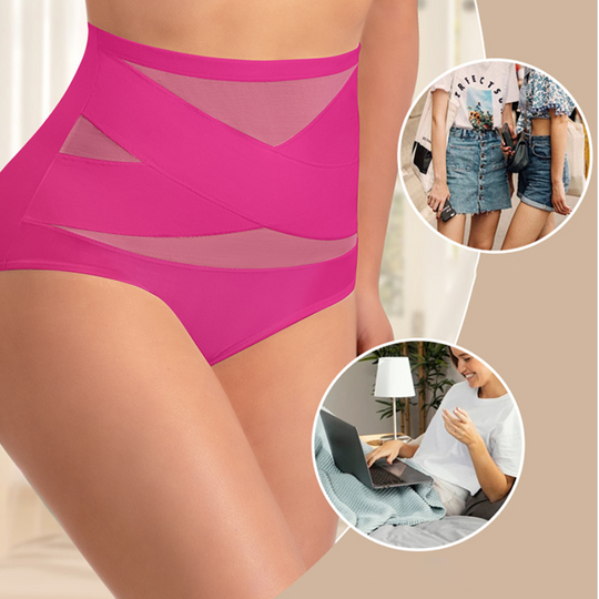 Plus-Size High-Waist Cross Tummy Control Panties
