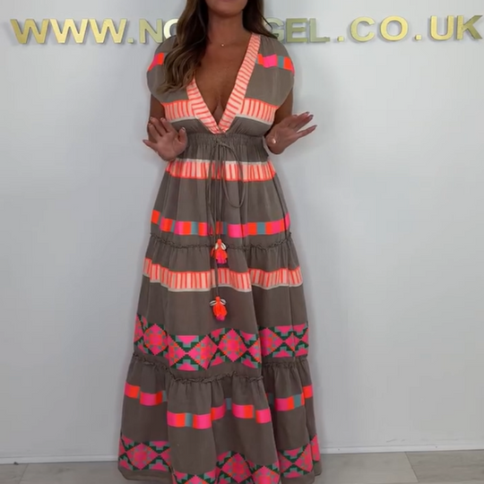 🔥Saldi imperdibili 49% di sconto💕Abito da donna senza maniche con scollo a V e motivo a righe vintage