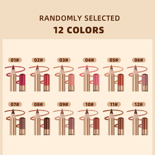 👄12-Color Smudge-Proof Lip Liner Pencil Set