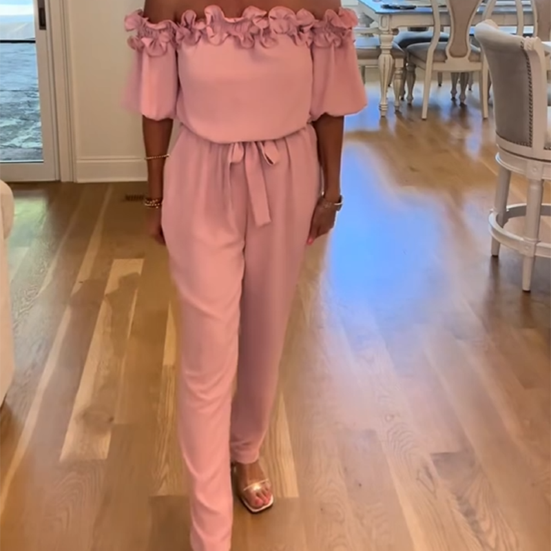 🔥Saldi imperdibili - 50% di sconto🔥Tuta con volant e spalle scoperte