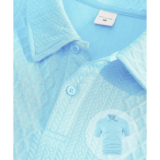 Herr Diamant Mönster Topp med nedfällbar krage och kort ärm & Shorts med dragsko, 2-delat set