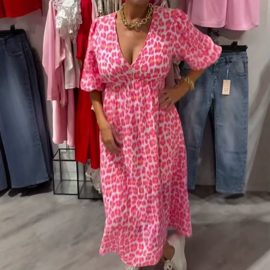 🎨Nuovo arrivo 50% di sconto💥Abito stampato con scollo a V da donna – Pennellate d'estate🌺