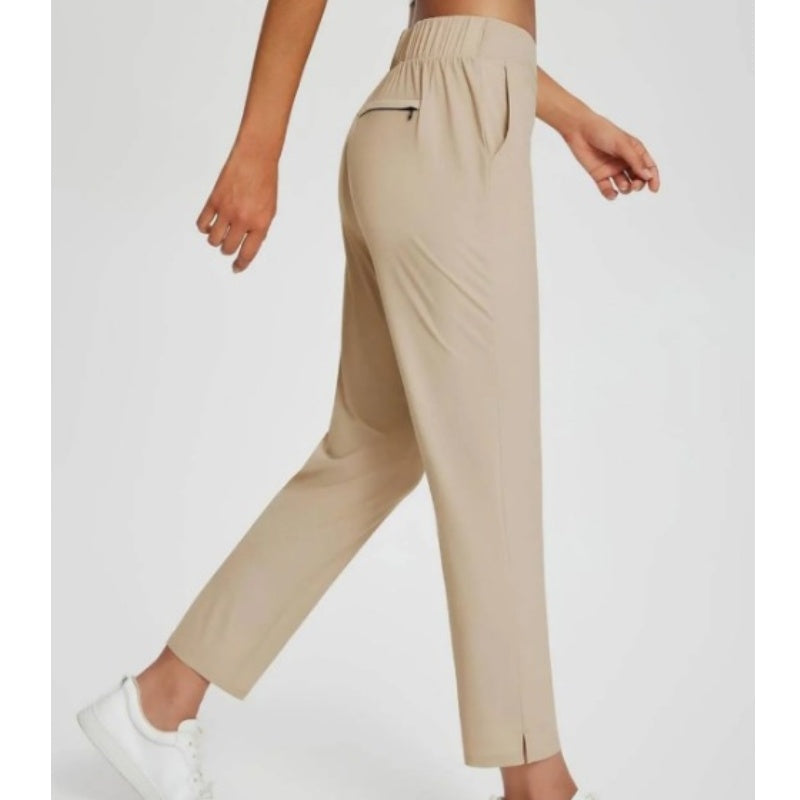 ⏳LIMITED OFFER 50% OFF🌞Women’s Fitted High-Waisted Zip-Pocket Trousers - 👖Lightweight, Breathable, Soft 26"/27" Ankle Pants with Zipper Pockets