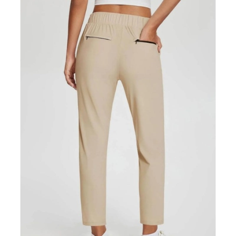 ⏳LIMITED OFFER 50% OFF🌞Women’s Fitted High-Waisted Zip-Pocket Trousers - 👖Lightweight, Breathable, Soft 26"/27" Ankle Pants with Zipper Pockets