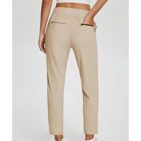 ⏳LIMITED OFFER 50% OFF🌞Women’s Fitted High-Waisted Zip-Pocket Trousers - 👖Lightweight, Breathable, Soft 26"/27" Ankle Pants with Zipper Pockets