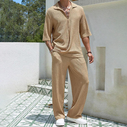 Seturi de pantaloni și pantaloni cu gât de 2 bucăți de bărbați și pantaloni cu mânecă scurtă