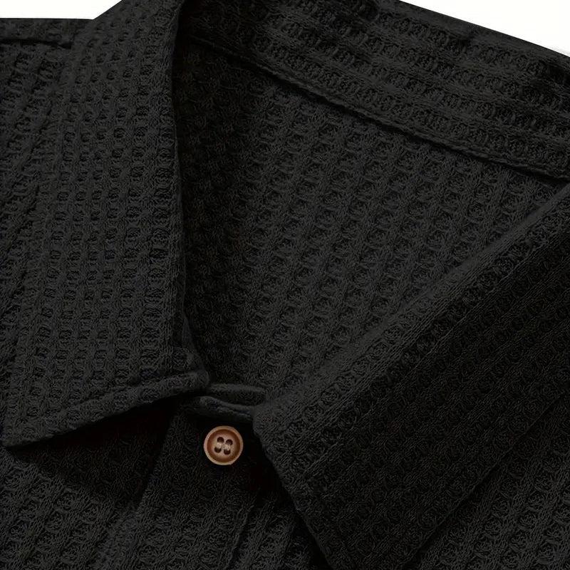 🔥REA🔥Herr stickad kortärmad skjorta (50 % rabatt)