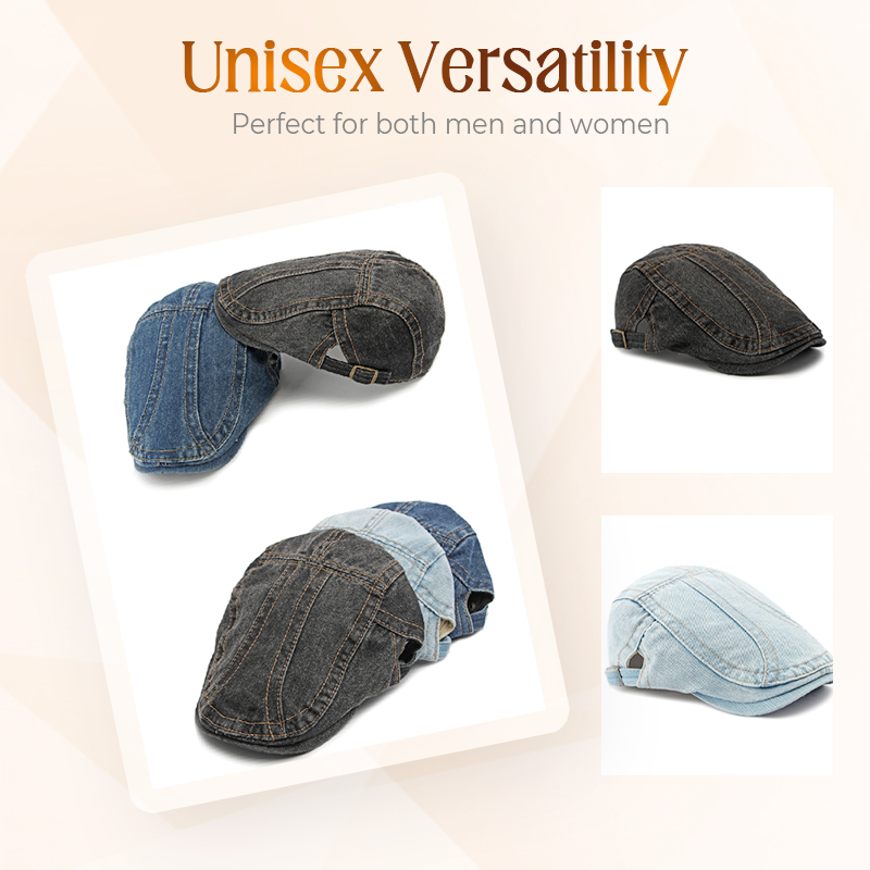 Unisex Denim Newsboy Cap – Vintage Style, Adjustable & Breathable – Perfect for Casual Outfits ✨