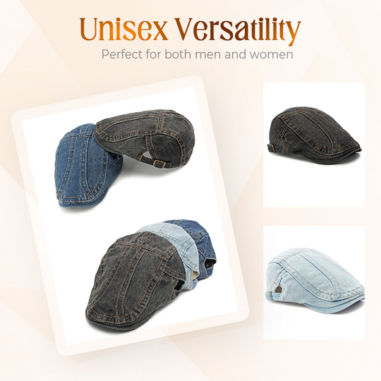 Unisex Denim Newsboy Cap – Vintage Style, Adjustable & Breathable – Perfect for Casual Outfits ✨