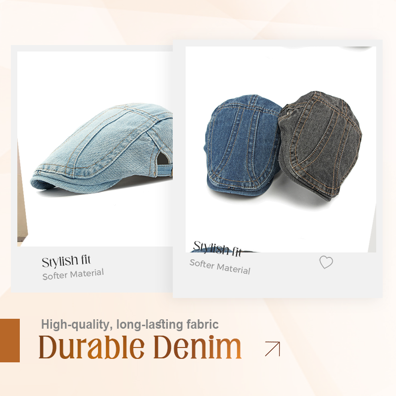 Unisex Denim Newsboy Cap – Vintage Style, Adjustable & Breathable – Perfect for Casual Outfits ✨