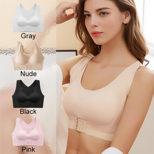 ⏰Front Closure Cross-Back Wireless Posture Bra