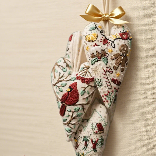 🎅El mejor regalo de Navidad💖Kit de adorno navideño bordado a mano con forma de corazón | Hilos codificados por colores y sin enredos