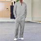 Men’s Waffle Knit Sweatshirt & Straight-Leg Pants Set - Smart Casual Straight Cut, Deep Phone Pockets 🧵