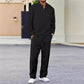 Men’s Waffle Knit Sweatshirt & Straight-Leg Pants Set - Smart Casual Straight Cut, Deep Phone Pockets 🧵