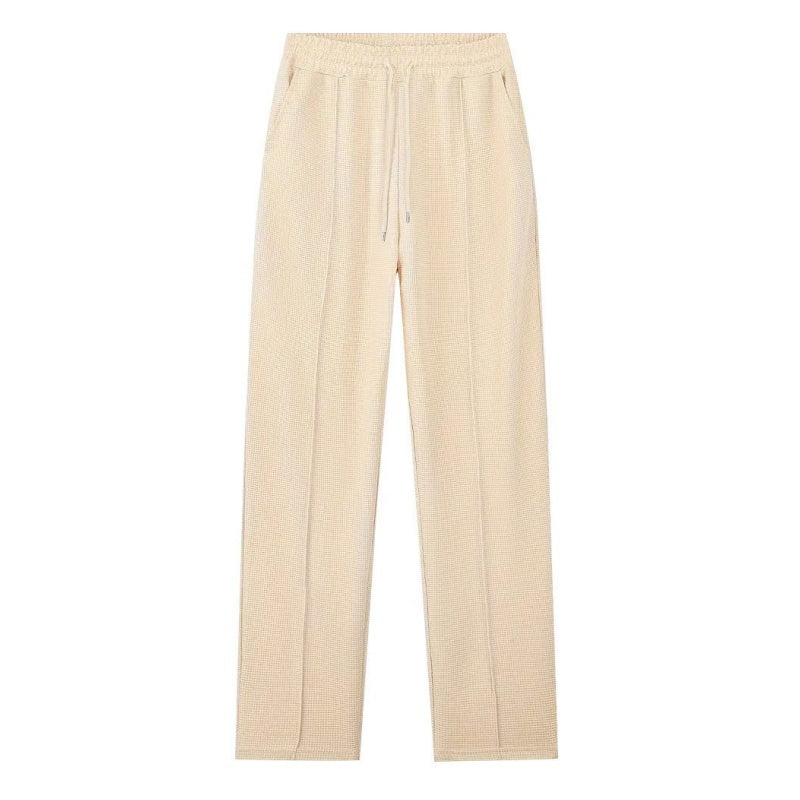 Miesten vohvelineuleinen collegepaita & Suoralahkeiset housut - Siisti rento suora leikkaus, syvät puhelintaskut 🧵