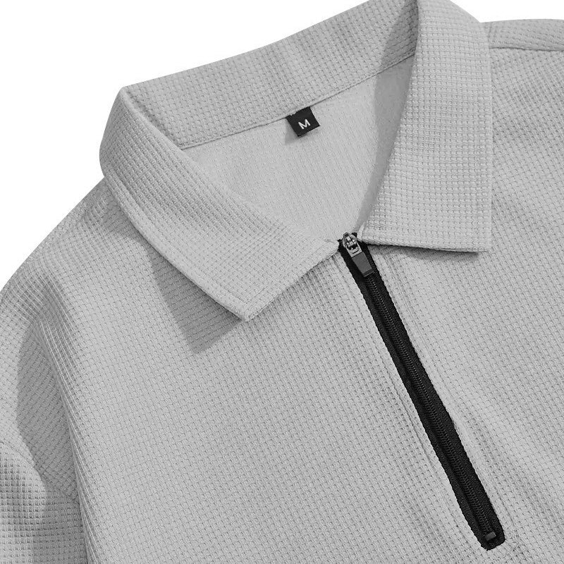 Miesten vohvelineuleinen collegepaita & Suoralahkeiset housut - Siisti rento suora leikkaus, syvät puhelintaskut 🧵