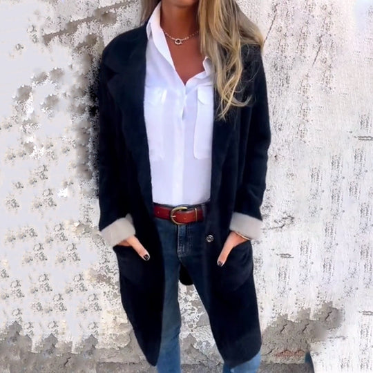 Elegant skräddarsydd kappa med mellanlång passform💖Smickrande silhuett, hög ullhalt, långvarig form