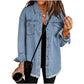 🍂Wā Iti 50% Off!💕Ko nga Koti Jean mo nga Wahine Ripped Fringe Denim Casual Long Sleeve Pockets papanga ngawari