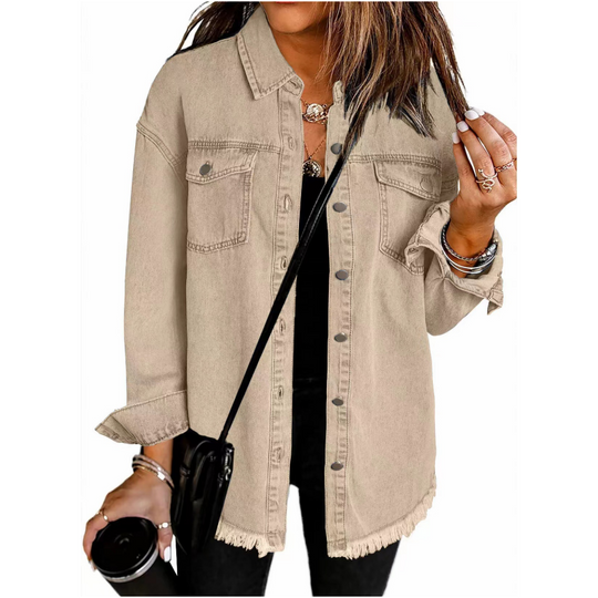 🍂Sconto del 50% per un periodo limitato!💕Giacche di jeans da donna, in denim con frange strappate, casual, a maniche lunghe, tasche, tessuto morbido