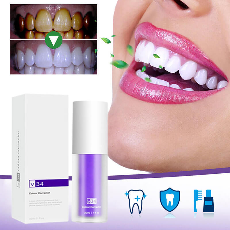 Réiteach bunúsach Ceartúcháin V34 Fiacla, Buí Spriocdhírithe Teicneolaíocht Ceartúcháin 7 Lá Whitening Taos fiacla Corcra Béil