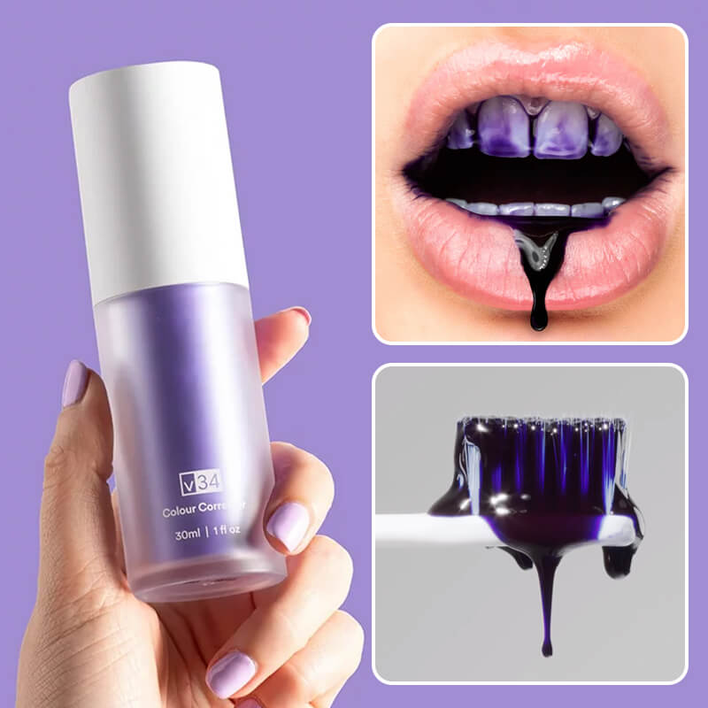 Réiteach bunúsach Ceartúcháin V34 Fiacla, Buí Spriocdhírithe Teicneolaíocht Ceartúcháin 7 Lá Whitening Taos fiacla Corcra Béil