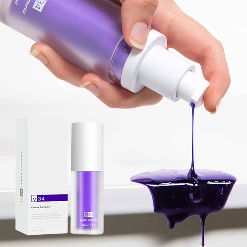 Réiteach bunúsach Ceartúcháin V34 Fiacla, Buí Spriocdhírithe Teicneolaíocht Ceartúcháin 7 Lá Whitening Taos fiacla Corcra Béil