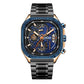 BUREI Men's Black Watch Chronograph Multifunction Watch with Stainless Steel Strap, Quartz Movement, Water Resistant, Skeleton Dial, Suitable for Business and Collection