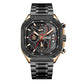 BUREI Men's Black Watch Chronograph Multifunction Watch with Stainless Steel Strap, Quartz Movement, Water Resistant, Skeleton Dial, Suitable for Business and Collection
