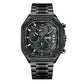 BUREI Men's Black Watch Chronograph Multifunction Watch with Stainless Steel Strap, Quartz Movement, Water Resistant, Skeleton Dial, Suitable for Business and Collection