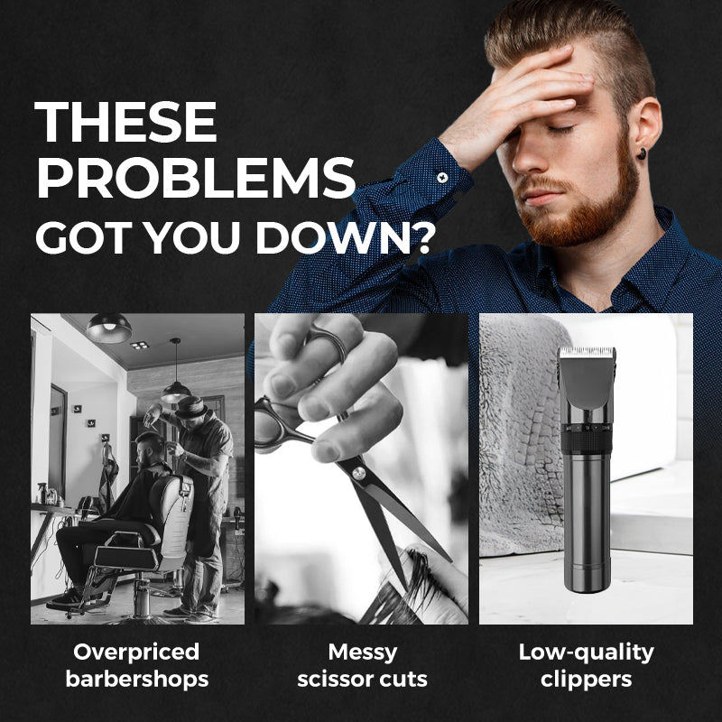 Professionellt digitalt hårklippningsset, magnetisk motor med låg ljudnivå, LCD-skärm, lång drifttid & Kyldesign (hållbar, salongsklassad)