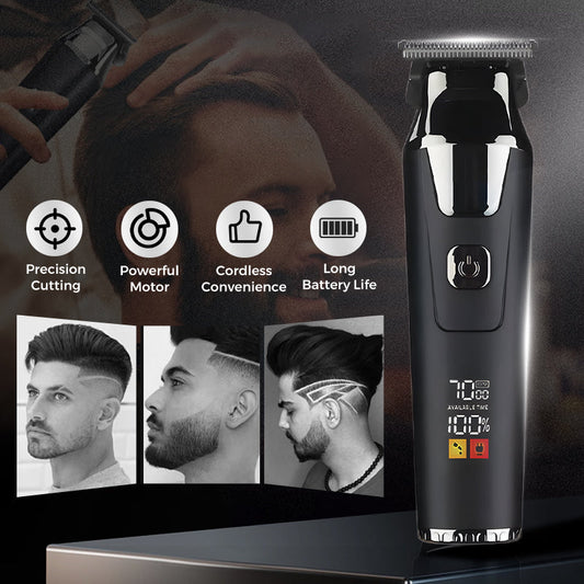 Professional Digital Hair Clipper Set, Low-Noise Magnetic Motor, LCD Display, Long Runtime & Cooling Design (Durable, Salon-Grade)