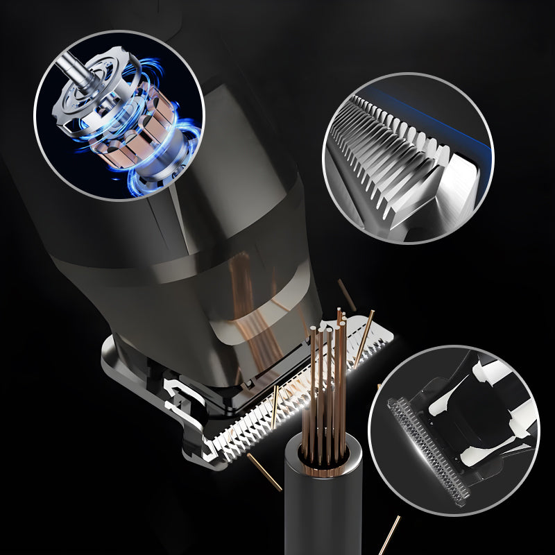 Professionellt digitalt hårklippningsset, magnetisk motor med låg ljudnivå, LCD-skärm, lång drifttid & Kyldesign (hållbar, salongsklassad)