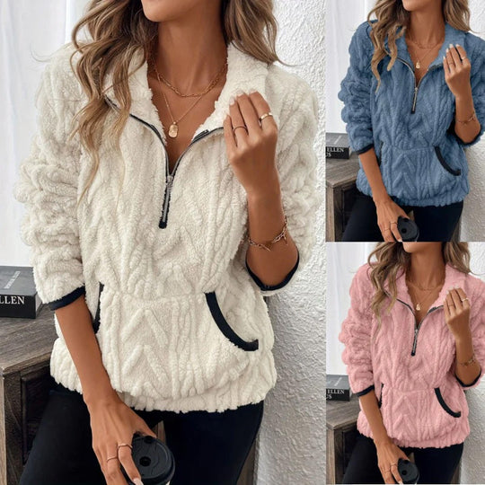 Sweat-shirt à demi-zip et poche molletonnée
