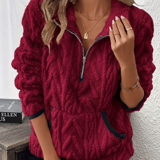 Sweat-shirt à demi-zip et poche molletonnée