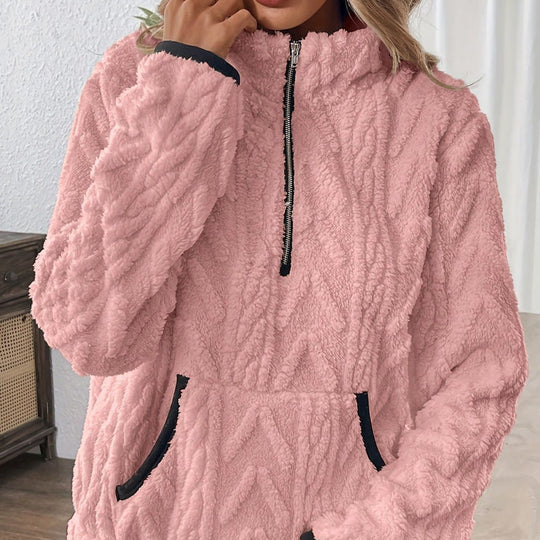 Sweat-shirt à demi-zip et poche molletonnée
