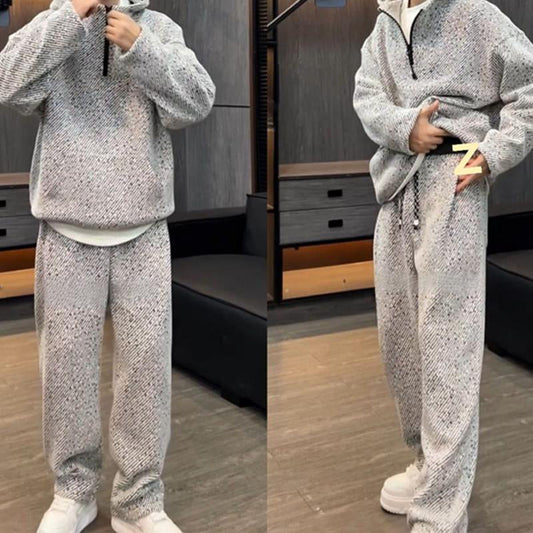 Men’s Stylish Hoodie & Wide-Leg Pants 2-Piece Set, Tailored Casual, Breathable Fabric, Everyday Versatility