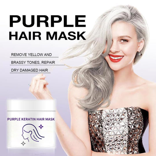 💜ACQUISTA 3 E RICEVI 2 GRATIS✨Maschera per capelli alla cheratina viola - Riparazione intensa per capelli ricci o colorati, ripristina la lucentezza & Morbidezza in 3 minuti🌿🧴